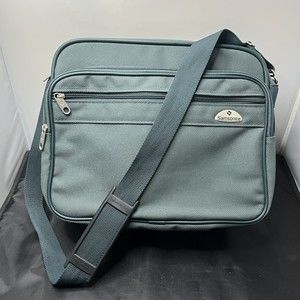 Vintage SAMSONITE Dark Green Messenger Laptop Bag Shoulder Travel EUC